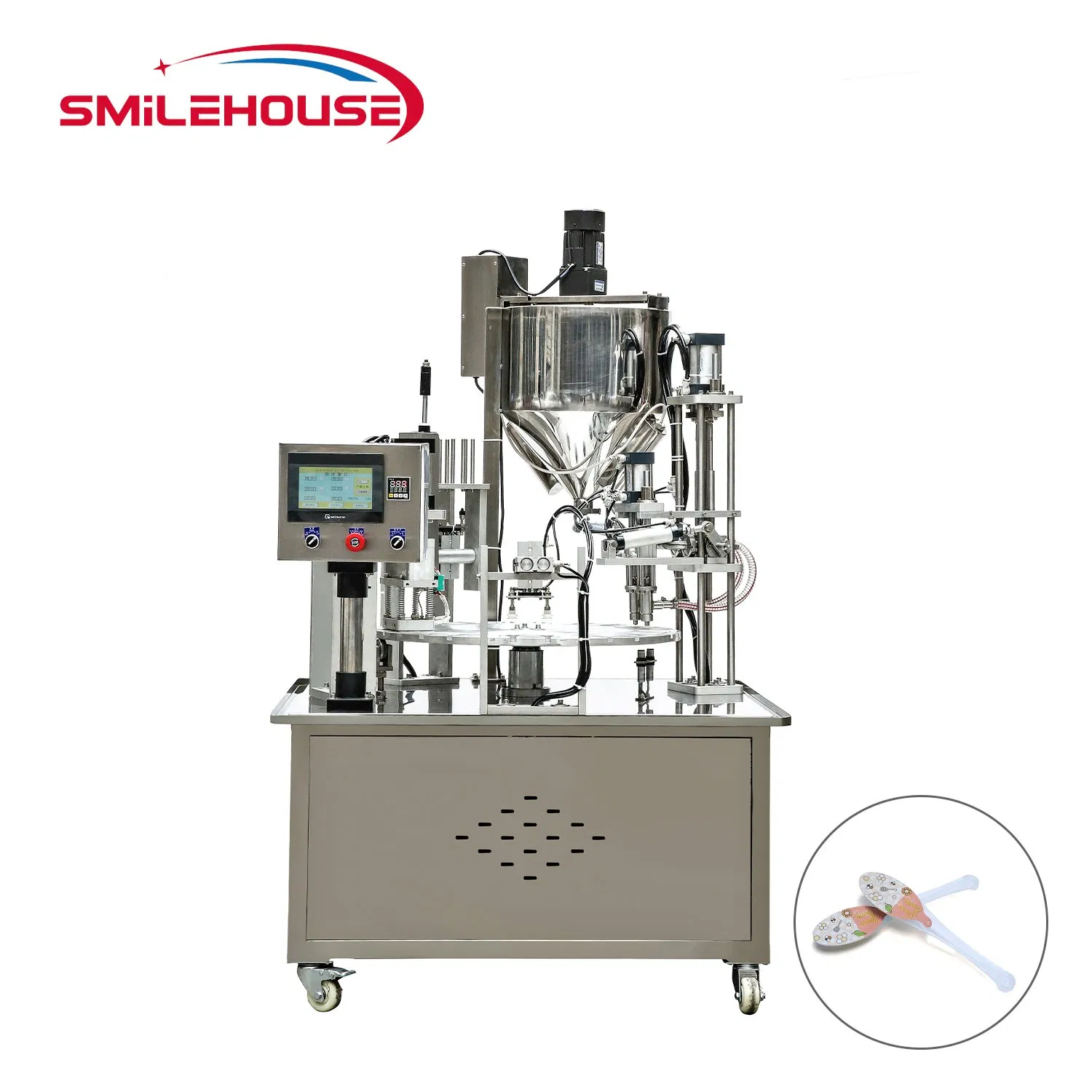 Automatic Jelly Yogurt Ice Cream Juice Sugar Honey Rotary Cup Discal Filling Capping Sealing Machine