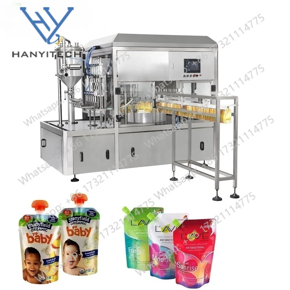Automatic Stand up Pouch Plastic Bag Juice Jelly Oil Liquid Packing Filling Capping Machine