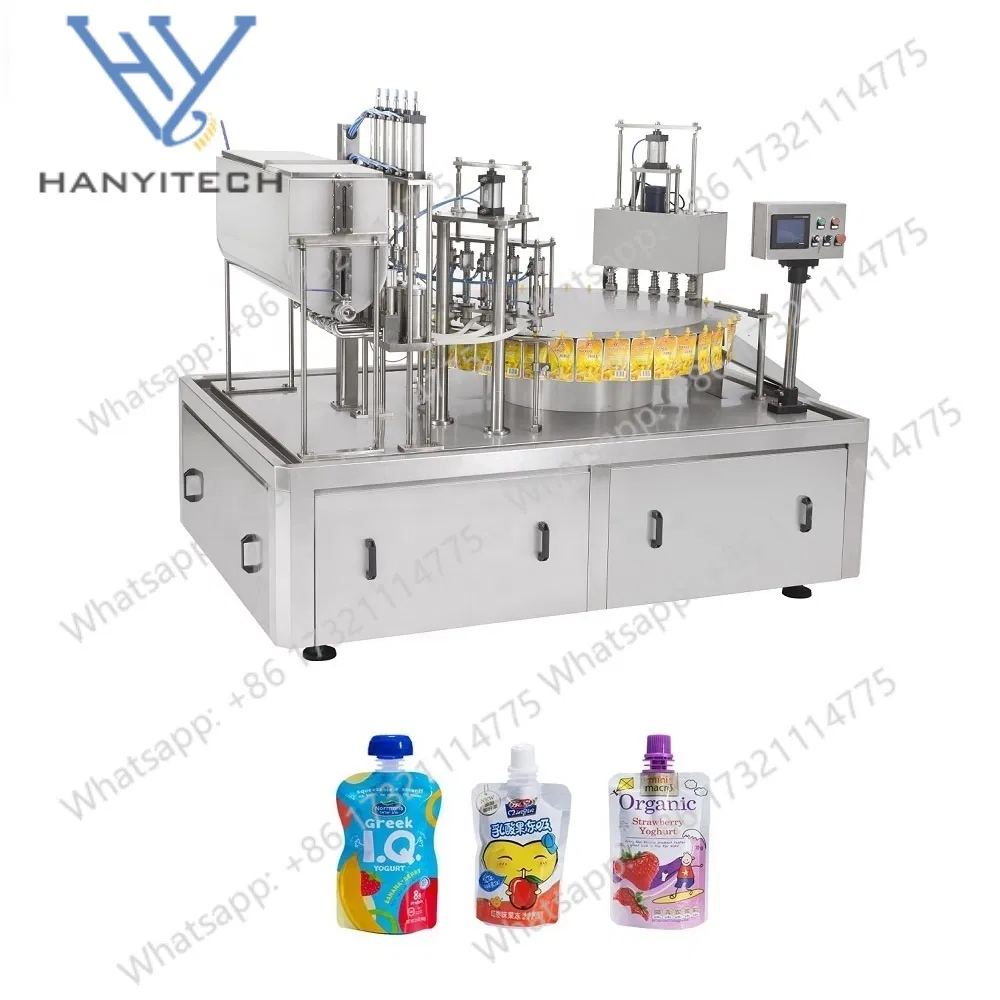 Automatic Stand up Pouch Plastic Bag Juice Jelly Oil Liquid Packing Filling Capping Machine