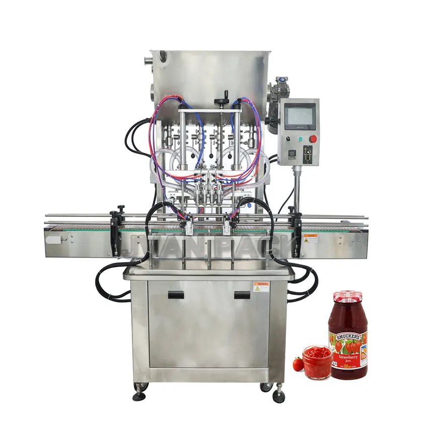 Gt4t Automatic Tomato Paste Hot Sauce Honey Jar Ketchup Jelly Filler Cream Peanut Butter Oil Jam Liquid Shampoo Filling Machine with Mixer and Heater